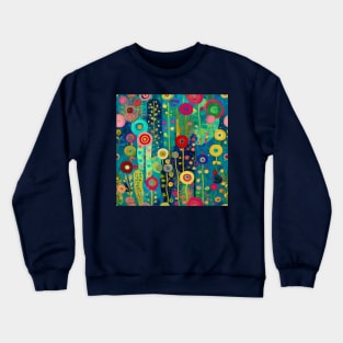 Colorful Abstract Floral Garden Pattern Crewneck Sweatshirt